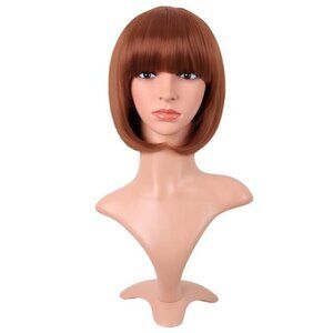 MapofBeauty 12 Inch /30 cm Fashion Lady Short Straight Synthetic Flat Bangs Bob